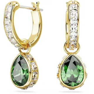 Swarovski Chroma Hängeohrringe, Grüne und Vergoldete Ohrhänger mit Strahlenden Swarovski Kristallen
