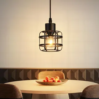 ZMH Pendelleuchte Esstisch Hängelampe Vintage - Hängeleuchte Metall 1 Flammig E14 Retro Esstischlampe Schwarz Pendellampe Höhenverstellbar für Wohnzimmer Esszimmer (Ohne Leuchtmittel)