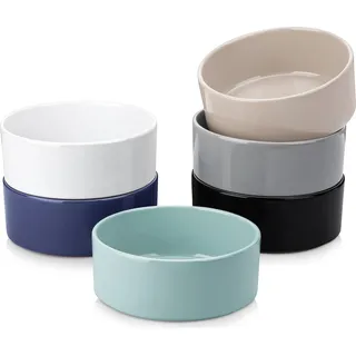 Steingut Geschirrset, 6 Stück Essplatten, 6 Stück Schalen, 6 STK Schüssel - Beige, Weiß, Blau, Dunkelblau, Grau, Schwarz