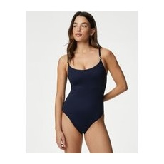Womens M&S Collection Padded Ring Detail Scoop Neck Swimsuit - Navy, Navy - 20-REG