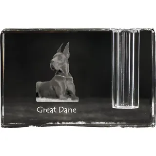 Deutsche Dogge, Ulmer Dogge, Große Dogge I - Stifthalter, Kristallorganizer mit Hundefoto, einzigartige Schreibtischdekoration der Marke Art-Dog