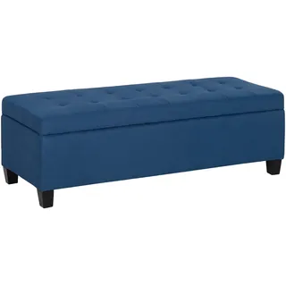 Homcom Truhenbank, Leinenoptik, Blau , Textil , Echtholz,Eukalyptusholz , Füllung: Polyester , 49x41.5x125 cm , Esszimmer, Bänke, Sitzbänke