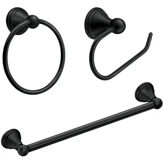 Moen DN8433BL Preston Paper Holder Bar Towel Ring, Matte Black