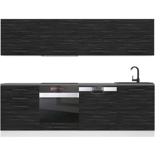 B Belini Group Küchenzeile Alice 240 cm, ohne Arbeitsplatten, Königliches Ebenholz , Schwarz , Holz , 240x204x60 cm , Küchen, Küchenzeilen & Küchenblöcke, Küchenzeilen, Küchenzeilen ohne Geräte