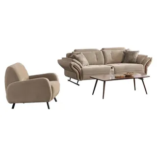 Sofas Sofagarnitur Wohnlandschaft Wohnzimmergarnitur Polstergarnitur Sofa Sessel - Beige