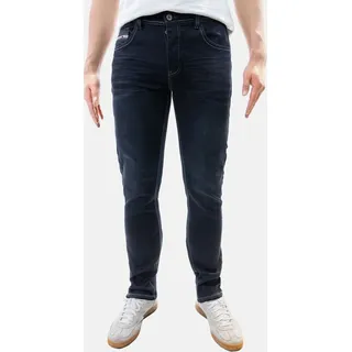 Jaylvis Feine Denim Jeans mit Kontrastnähten und Design Falten Größe: 30W - Dunkelblau