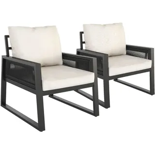 tectake Gartenlounge-Set Captive, höhenverstellbare Füße, anthrazit , Anthrazit , Metall , Gartenmöbel, Gartengarnituren, Gartenmöbel-Sets