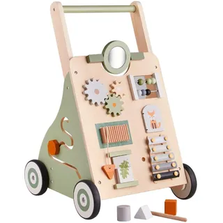 Haus Projekt Lauflernwagen Holz Waldthema, Activity Holz Lauflernwagen Baby ab 1 jahr, Baby Walker pielzeug für Kinder, Geschenk für Jungen und Mädchen, Lauflernhilfe für 1 Jährige