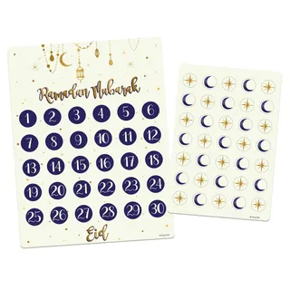 Folat 24898 Eid Mubarak Ramadan Dekoration - Countdown-Kalender 'Ramadan Mubarak' – Eid Mubarak Eid Deko Stern Mond Zubehör Ramadan