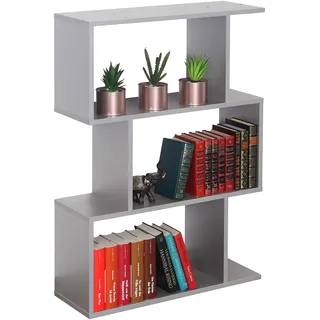 RICOO Standregal 3 Regalböden WM072-PL Raumteiler Regal schmal grau 97×70×25 cm Bücherregal Holzregal Wand Würfelregal Büroregal klein Regale & Ablagen Bookshelf Wandregal Holz
