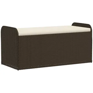 Sitzbank mit Stauraum & Kissen Braun 115x51x52 cm Poly Rattan - Braun
