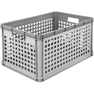 KEEEPER Transportkorb, Stapelbar, Polypropylen, 64 l, Robert, Nordic Grey