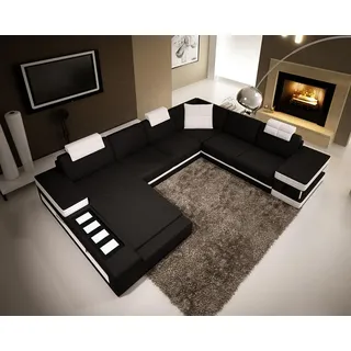 Design Ecken Big XXL Polster Eck Sofa Couch Leder Sofas Garnitur Wohnlandschaft - Weiß