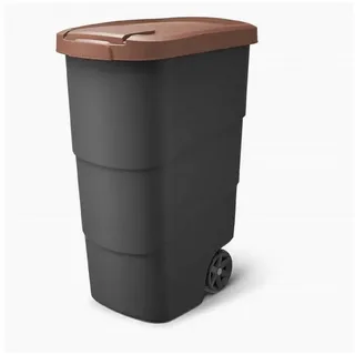 Prosperplast Wheeler 90 l anthrazit mit braunem Deckel - Schwarz/Braun