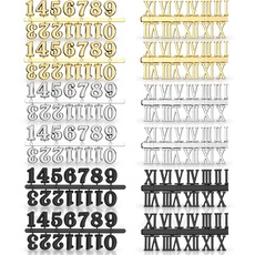 Uhrenziffer Kit mit Arabischer und Römischer Nummer in Schwarz Silber Gold DIY Digital Uhren Nummern für Design Ersatz Reparatur Uhren Zubehör (12 Stücke)