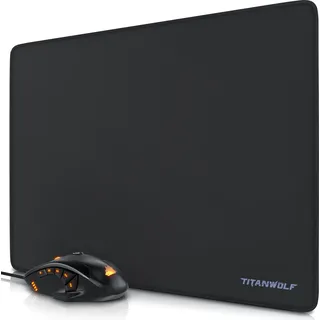 Titanwolf Maus- und Mauspad Spar Set, Gaming Mouse & Mousepad 440 x 350 mm Bundle "SPECIALIST" - Schwarz