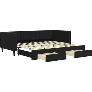 vidaXL Tagesbett Ausziehbar mit Schubladen Schwarz 90x200 cm Samt - Schwarz