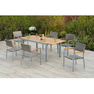 Merxx Silano Set 7-tlg. Gartentisch Ausziehbar 150/200 x 90 cm