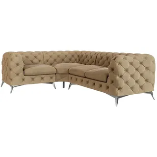 s-style möbel Eckcouch Samt 3-Sitzer Beige