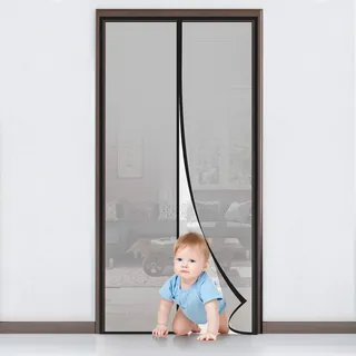 MYCARBON Fliegengitter Tür Magnet Insektenschutz Balkontür Fliegenvorhang 90x210cm Klebmontage ohne Bohren - Vorhang für Balkontür Wohnzimmer Schiebetür Terrassentür