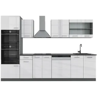 Vicco Küchenzeile R-Line 300 cm Weiß Hochglanz