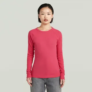 G-Star Slim Rib Keyhole", Langarm-t-shirt - pink peacock, - M