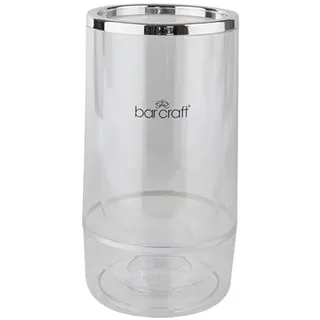 Bar Craft BarCraft Isolierter Weinkühler, Einzelflasche, Acryl mit Chrom-Detail, 12 x 12 x 23cm, Klar/Stahl