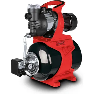Scheppach Hauswasserwerk HWW1400 | 1300 W Motor | max. 4,8 bar Druck | bis zu 6000 L/h | 24 L Volumen | max. Förderhöhe 48 m | max. Ansaughöhe 8 m - Schwarz, Rot