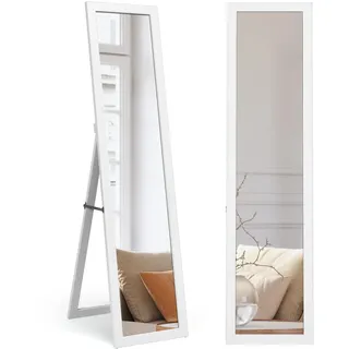 LIFEZEAL 2 in 1 Standspiegel, Ganzkörperspiegel aus Holzrahmen, Stehspiegel Bodenspiegel 37 x 160 cm, für Wohnzimmer Flur Schlafzimmer Garderobe