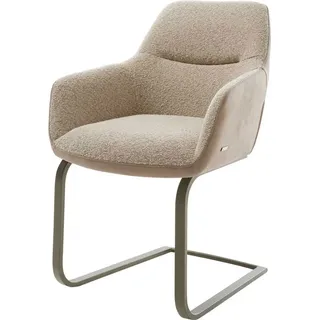 DeLife Polsterstuhl Pejo-Flex, Freischwinger flach Effektfinish Titan Materialmix Schlamm Taschenfede grau 58 cm x 85 cm x 63 cm