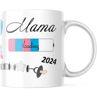 geschenke-fabrik.de - Tasse mit Spruch - Mama loading 2024 - Schwangerschaft verkünden/Geschenk für Schwangere - Schwangerschaft - Baby loading - Tasse Mama 2024 Geschenk