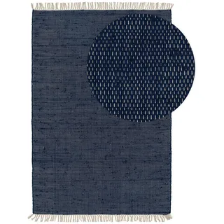 decossima benuta Basic Baumwollteppich Tom - Dunkelblau 70x120 cm - Handgewebter Wohnzimmer Teppich - 100% Recycelte Baumwolle - für Fußbodenheizung geeignet