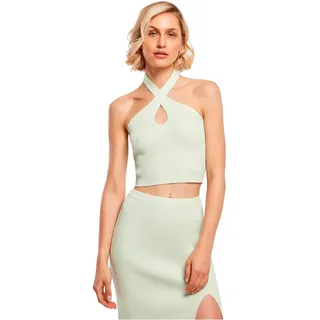 Urban Classics Rib Knit Crossed Neckholder Ärmelloses Oberteil - Light Mint - 2XL