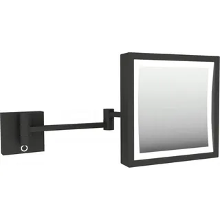 DEUSENFELD KLQ54CTAB - LED Akku Wand Kosmetikspiegel "QUADRO", eckig, 5-fach Vergrößerung, 5000mAh Lithium-Akku, USB-C, Ladegerät inkl. USB Kabel, LED Touch-Control, CTT einstellbarer Farbton von 2700K-6500K, 20x20cm, matt schwarz - Schwarz
