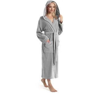 Damenbademantel OTTO HOME "Jule, ideal für Sauna & Spa, Hotelbademantel, Morgenmantel" Gr. XXL, grau, L:125cm, Leichtfrottier, Hausmäntel, Damenbademantel, einfarbiger Leichtfrottier-Bademantel, hoher Baumwollanteil, XS-4XL