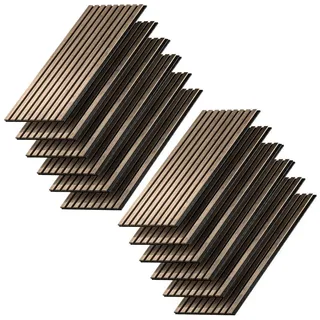 Vicco Akustikpaneel Sonoa, Nussbaum, 12 Stück , Walnussfarben , Holzwerkstoff , Rechteckig , 120x40x1.8 cm , Tapeten & Wandverkleidungen, Akustikpaneele