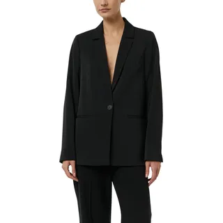 Jackenblazer COMMA, Damen, Gr. 36, schwarz, Web, Obermaterial: 97% Polyester, 3% Elasthan, unifarben, oversize Po-bedeckend, tiefer V-Ausschnitt, abgesteppte Kante, Blazer Jackenblazer, Oversize-Blazer mit Reverskragen