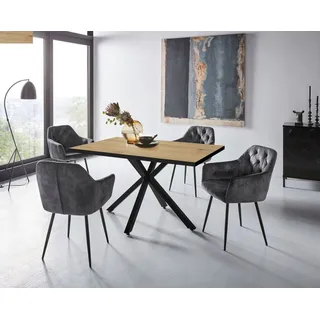 Hela Essgruppe »CLEO Tischgruppe Bestseller«, (Set, 5 tlg., 1 Tisch / 4 Stühle), Schalenstühle Tisch Wohnzimmer Esszimmer, grau