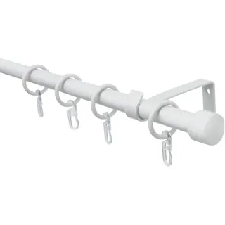GARDINIA Vorhangstange Set Metall 1-läufig Ø 16 mm 130 cm Weiß