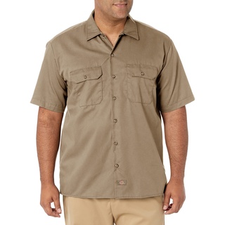 Dickies Herren Regular Fit Freizeit Hemd Shrt/S Work Shirt, Kurzarm, Beige (Khaki KH), Gr. Small (Herstellergröße: S)