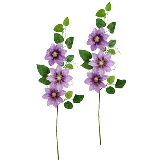 Künstliche Clematisranke Waldreben Hahnenfußgewächs Zweig Einzelblume Stielblume Floristik künstliche Blumen Beiwerk für künstliche Blumen-Sträuße und Bouquets Dekoblume, 2er Set, violett
