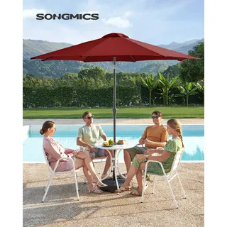 SONGMICS Sonnenschirm Ø300 cm UPF 50+ beidseitig um 30° knickbar - Rot