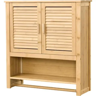 [en.casa] Badezimmerschrank Tyresö Hängeschrank Bambus 66 x 62 x 20 cm