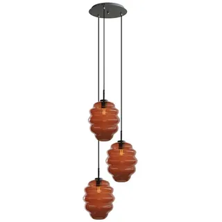 s.luce Galerieleuchte Echos 3-flammig Braun Ø 25cm , Braun, Schwarz , Glas , Oval , E27 , 25x28x25 cm , Lampen & Leuchten, Innenbeleuchtung, Hängeleuchten, Pendelleuchten