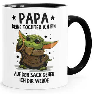 MoonWorks Tasse Geschenk Papa Sprüche Geschenkidee Vatertag Lustig Motiv Baby- mit Spruch Weiss-innen-schwarz standard