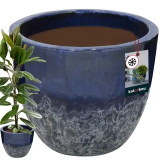 KOTARBAU® Blumenkübel Höhe 41 cm ⌀ 46 cm Blumentopf Dunkelblau Keramik Pflanzkübel frostsicher Übertöpfe für draußen Flower Pot Outdoor & Indoor Pflanzkübel innen außen