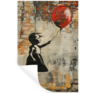 MuchoWow Wandtattoo Graffiti - Banksy - Mädchen - Straßenkunst 80x120 cm , Kunststoff , 80x120x0.1 cm , Tapeten & Wandverkleidungen, Wandtattoos & Sticker