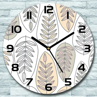 Wanduhr aus Glas Rund fi 30 Blätter Minimalistisch Quarz Deko Schlafzimmer Büro - Weiß