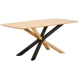 Linea Natura Esstisch , Schwarz, Eichefarben , Holz , Eiche , vollmassiv , rechteckig , eckig, X-Form , 90x75x180 cm , Esszimmer, Esstische, Esstische