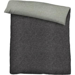 Biberna Melange Flanell Wendebettwäsche 840500 155x200 cm + 80x80 cm titanium - Grau